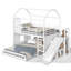 Lit superposé en métal avec glissade, échelle, lumière DEL, rideau et armoire de rangement, blanc.-1293687695-1293687694