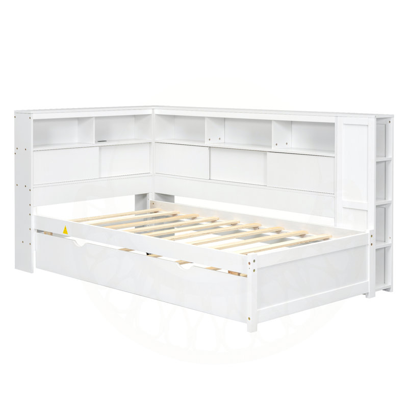 Jacayden polyvalent pour lit simple avec rangement, USB et lit gigogne pour la maison, Blanc
