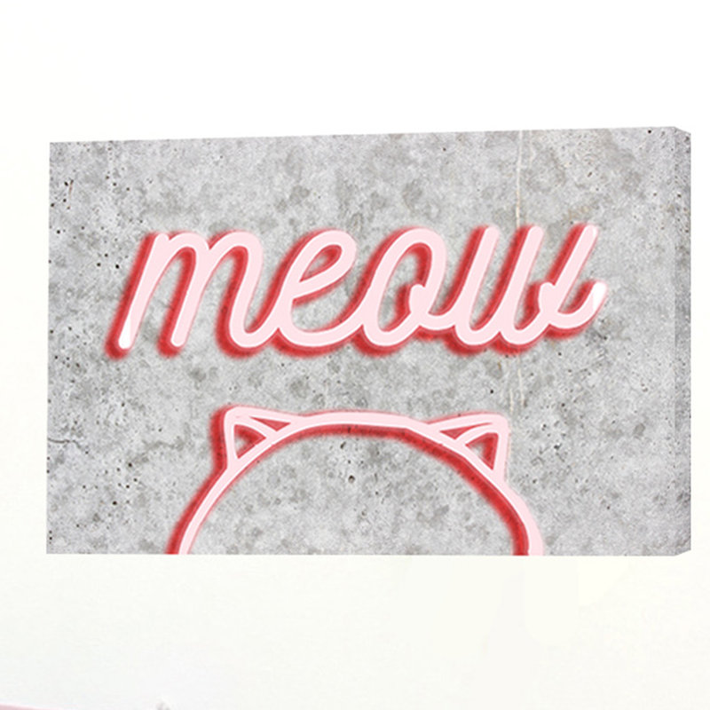 « cats meow néon kitty », art textuel encadré, 10 po x 15 po, Plaque