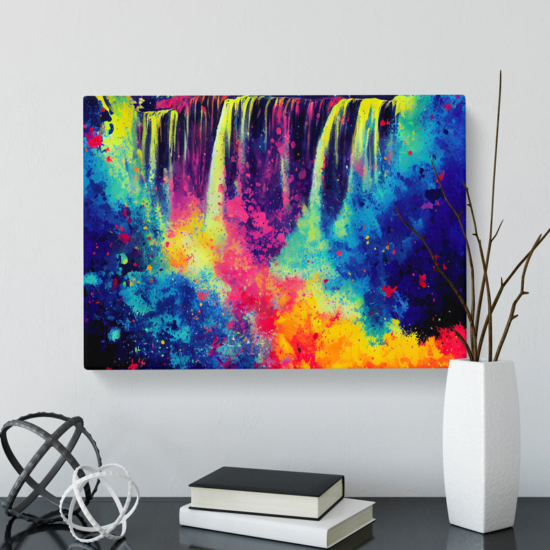 Waterfall Paint Splatter Vol.2 Abstract - Wrapped Canvas, 35cm H x 50cm W x 3cm D