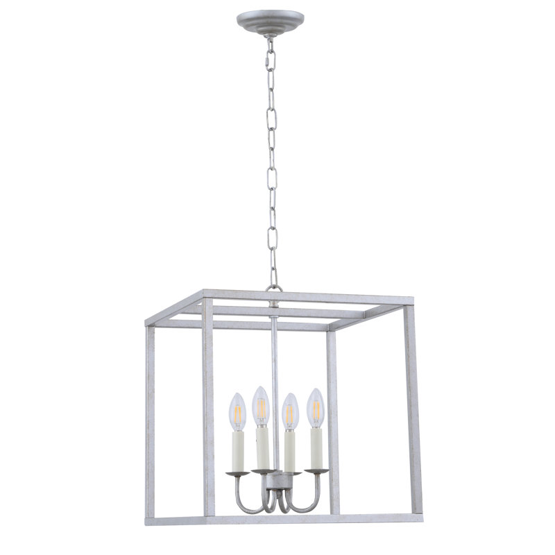 Lustre carré à 4 lumières Tankersley, Argent rétro