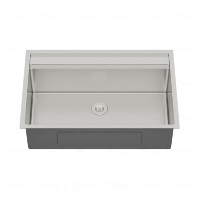 Évier de cuisine encastré 33 po - 33 po x 22 po x 10 po évier de cuisine à cuve simple en acier inoxydable calibre 16