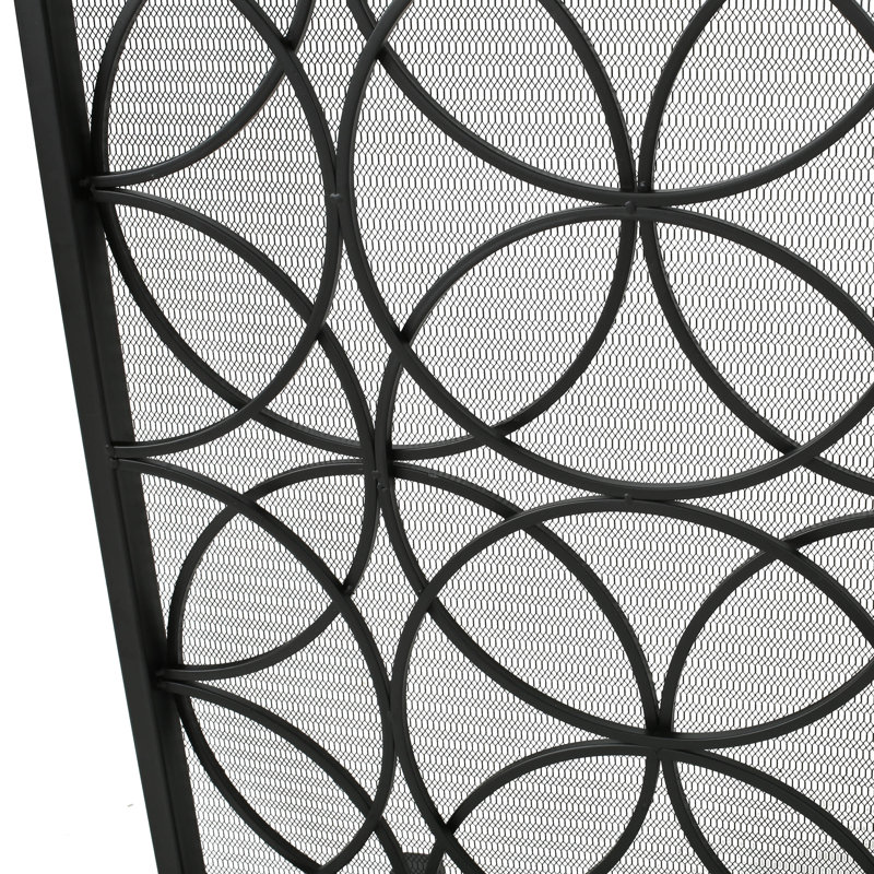 Thayer Single Panel Iron Fireplace Screen, Black