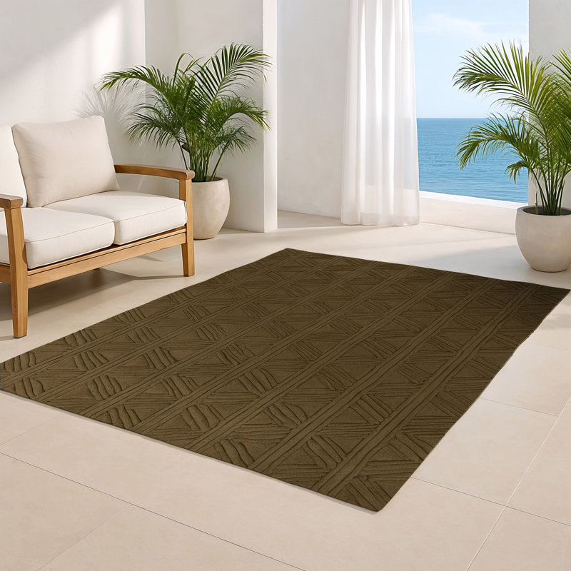 Trellis Brown Indoor and Outdoor Area Rug, Rectangle 2' x 3'