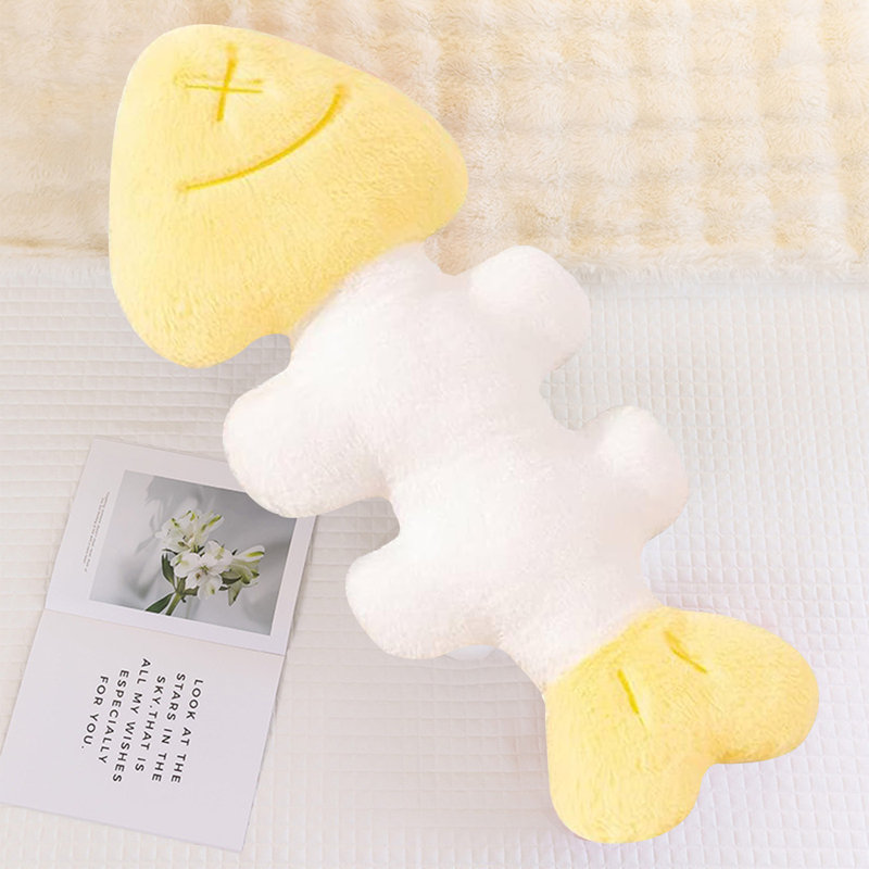 Coussin à poils longs Fishbone, H 37,4 po x l 9,8 po, Jaune