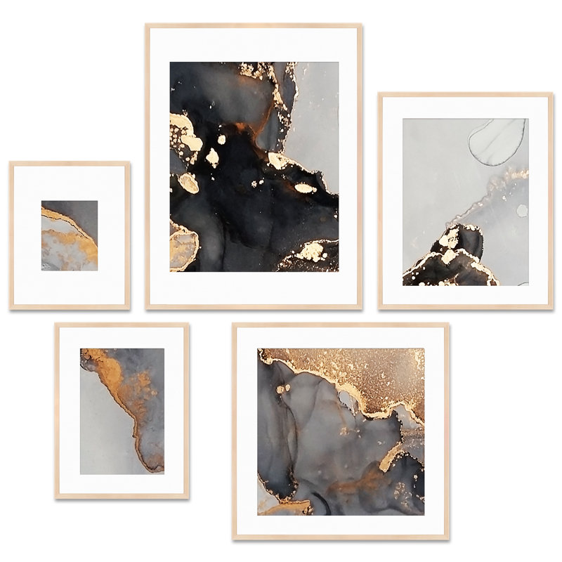 Capullo Wood Picture Frame - Set of 5 with Mat, Brown