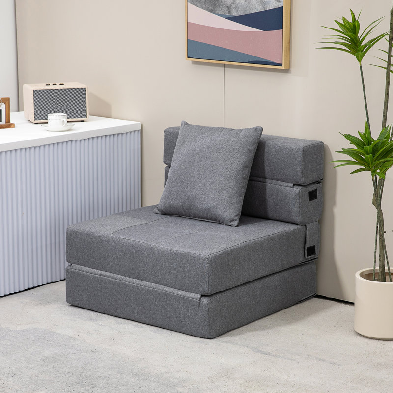 Elanora 70cm Upholstered Futon Chair, Grey/Brown/Blue