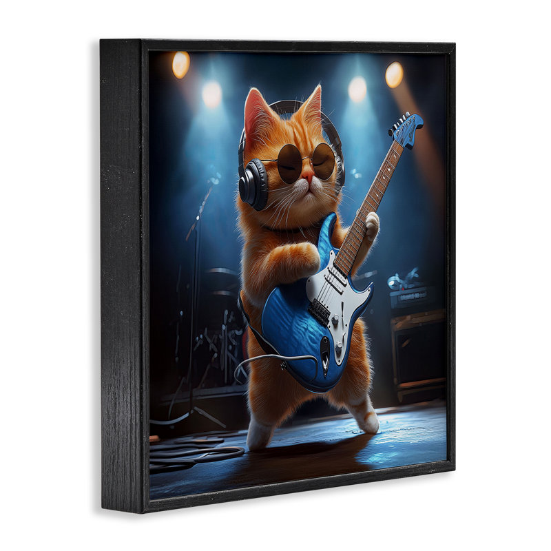 «Cat» par un chanteur de bandes dessinées, par Jim Baldwin, Giclée encadrée noir minuit, H 12 po x l 12 po