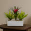 Agencement de fleurs en mélange de bromeliad/oiseau rectangulaire en pot à fleurs