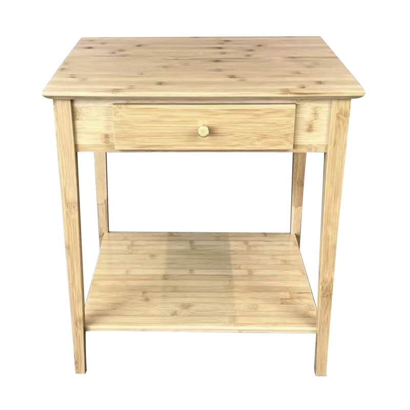 Table de bout en bois massif avec rangement Amreece, Naturel