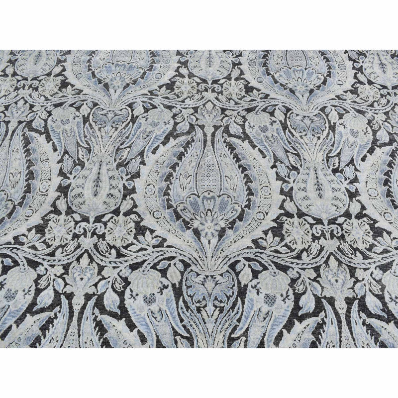 Tapis gris nouvel âge en soie 9 pi x 12 pi 2 po Weinrich