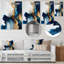 Décoration murale abstraite géométrique en marbre doré et bleu I - marbre abstrait-87838611