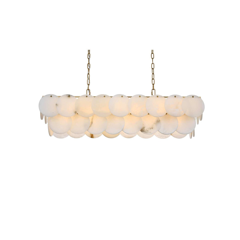 Lustre en albâtre Ikeny 42 pouces Ikeny, Or satiné, 17 lumières, H 10 po x l 42 po x P 12 po