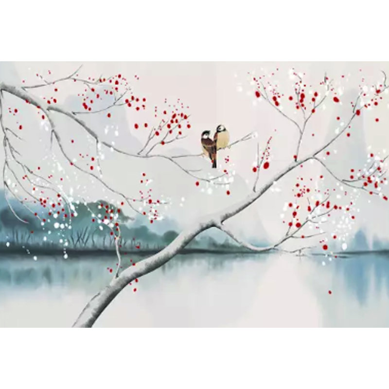 Murale paysage de lac d'hiver, l 106 po x L 187 po