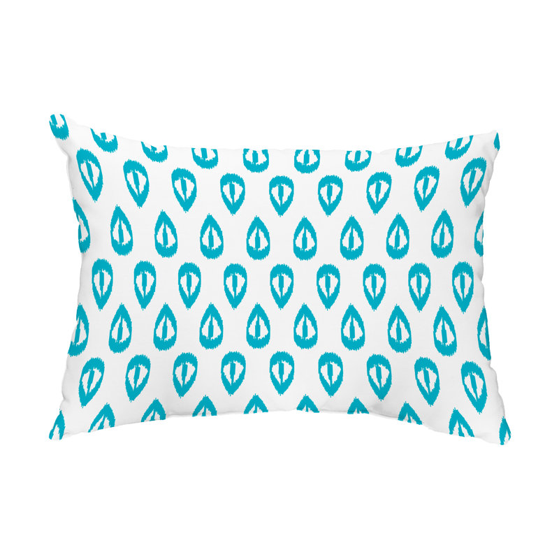 Geometric Outdoor Reversible Throw Pillow, Turquoise