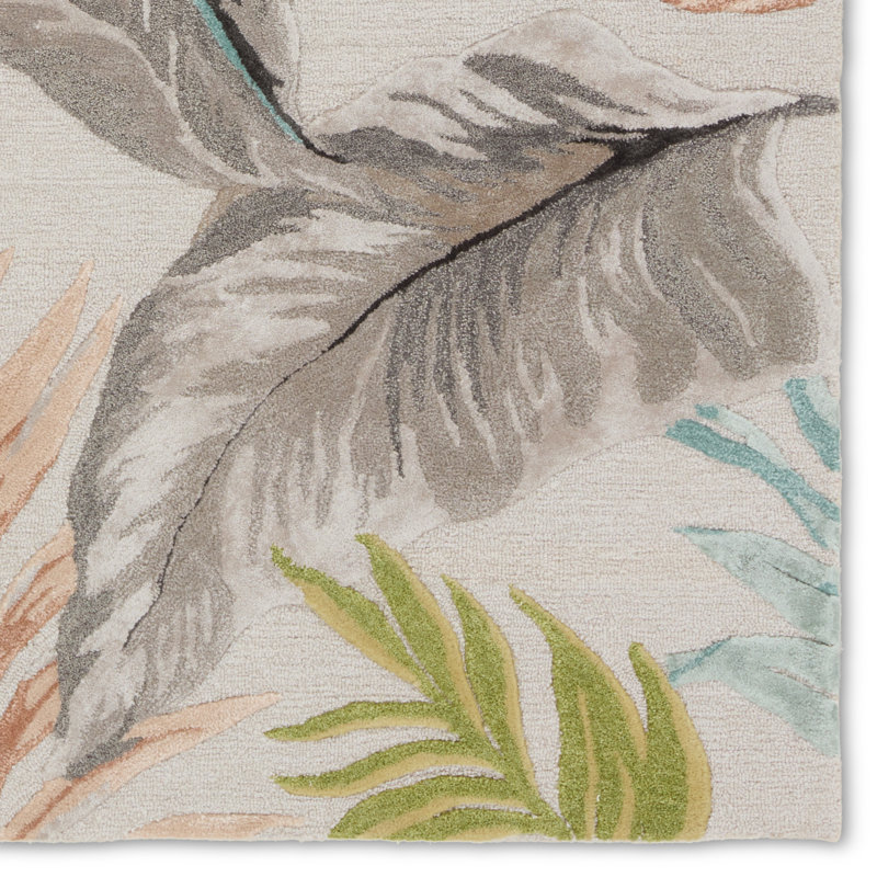 Handmade Tropical Floral Wool and Viscose Rug in Multicolor