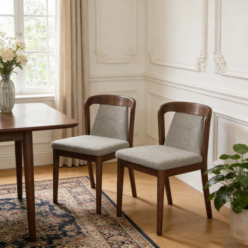 Chaises de salle à manger rembourrées sans dossier, Brun clair, noyer