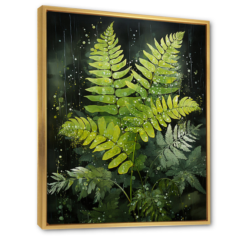 «Tattersall Ferns Plant Timeless Elegance I», reproduction sur toile, H 40 po x l 30 po x P 1,5 po, Cadre flottant doré