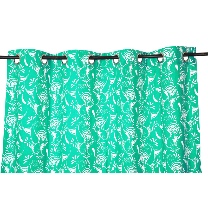 Macdonald Cotton Semi Sheer Curtain Single Panel, 55" W x 98" L, Mint/White
