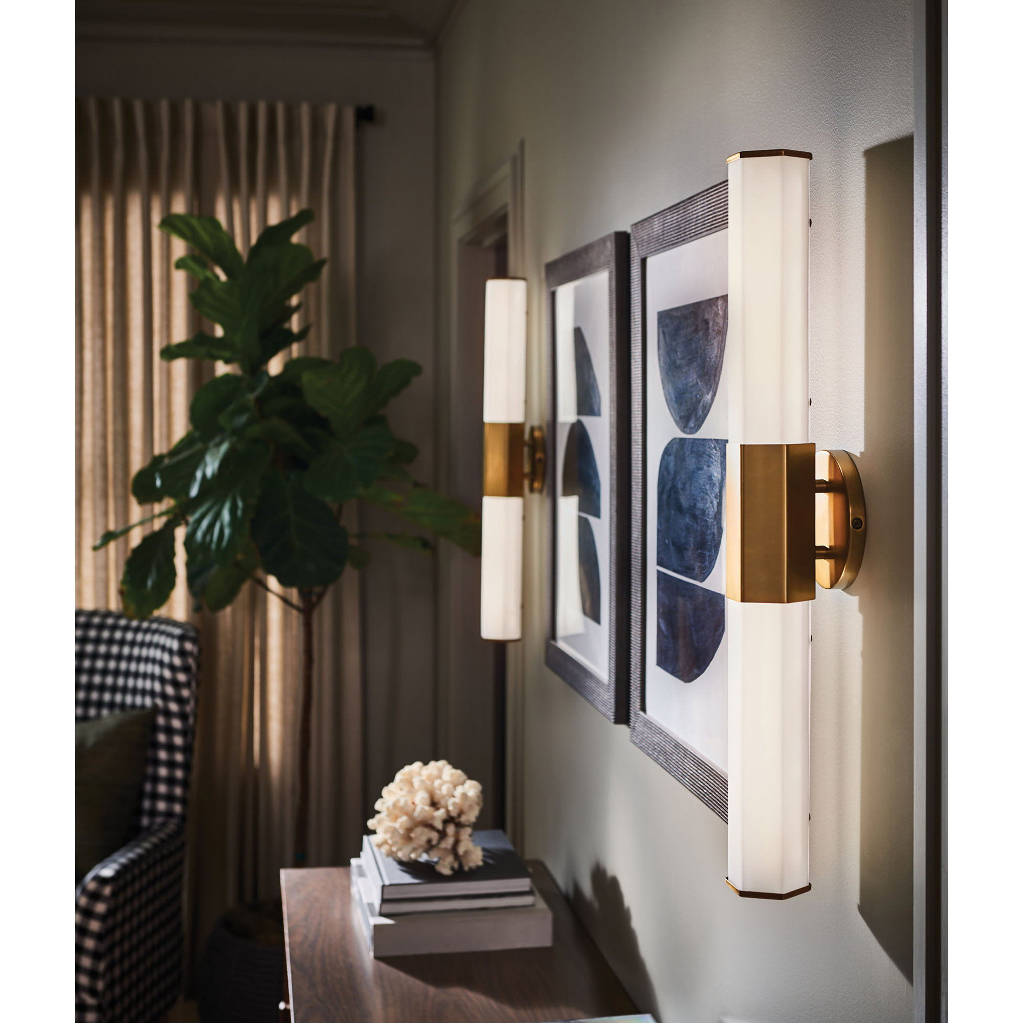 Belden Single Frosted Dimmable LED Bath Bar, Heritage Brass