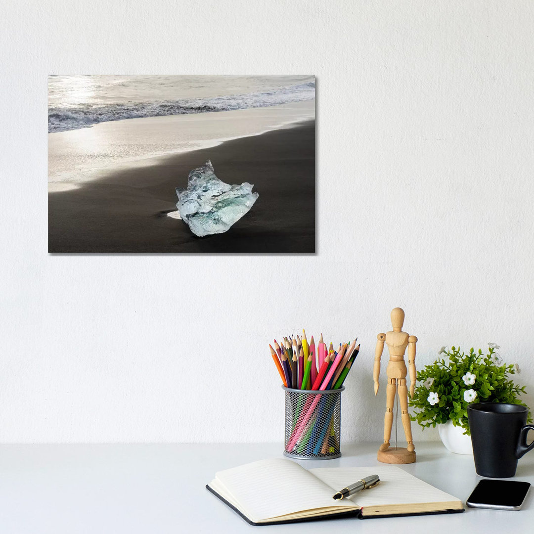 Icebergs On A Black Volcanic Beach V, Vatnajokull National Park, Iceland by Martin Zwick - Wrapped Canvas Print