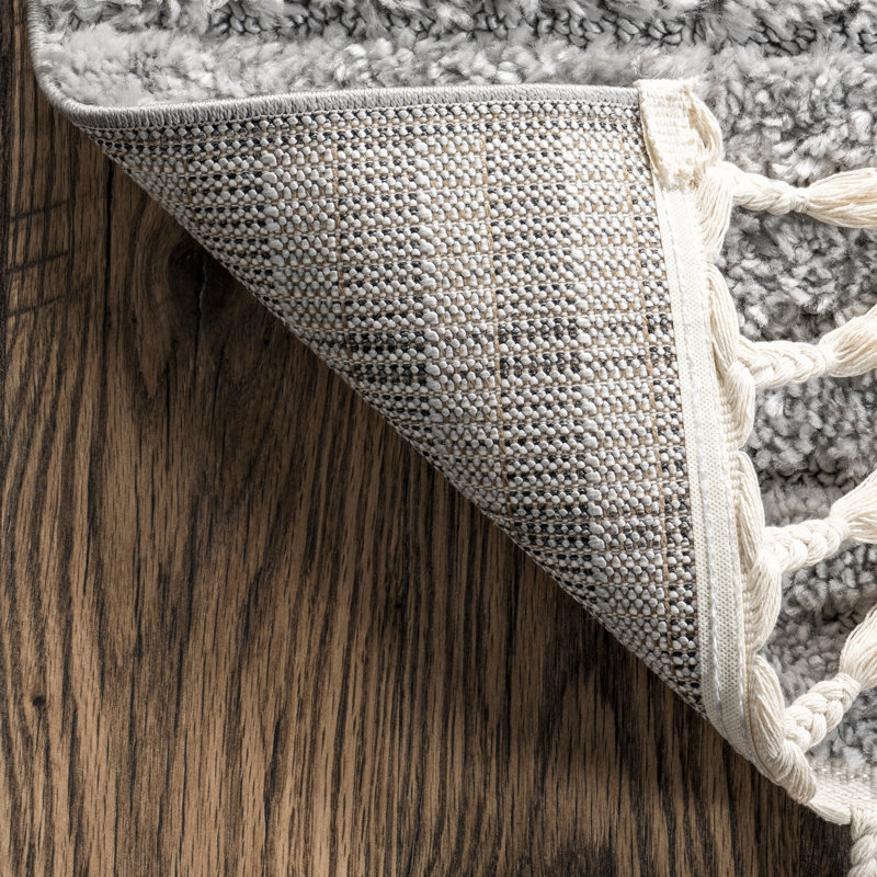 Risette Geometric Shag Tassel Area Rug, Rectangle 10' x 14'