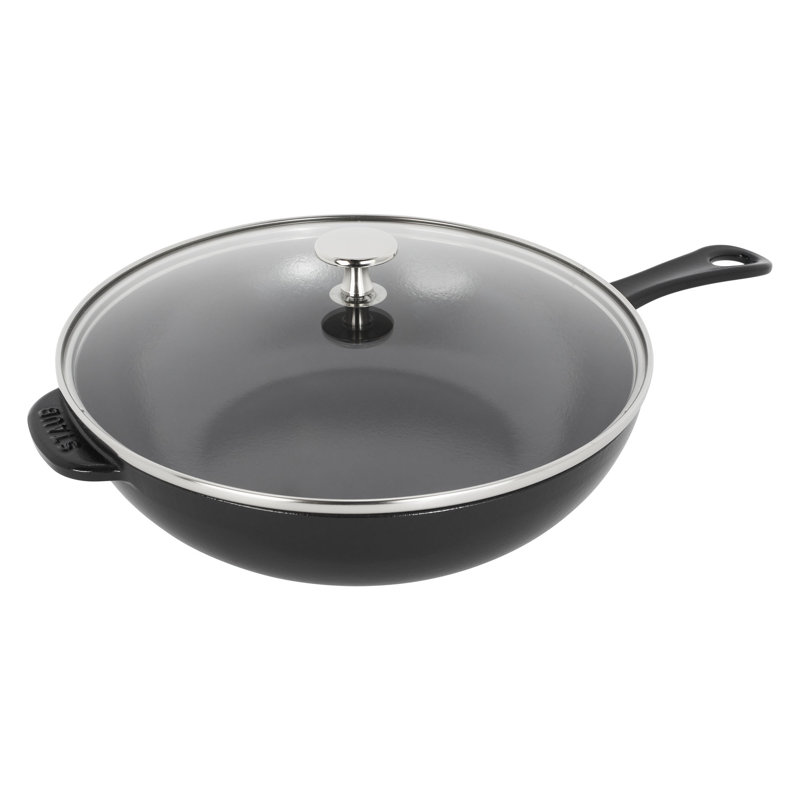 Staub Cast Iron 2.9-qt Saucepan with Glass Lid, Black Matte