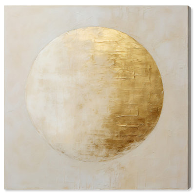 «Like An Embossed Moon», art mural élégant en or blanc par Art Remedy