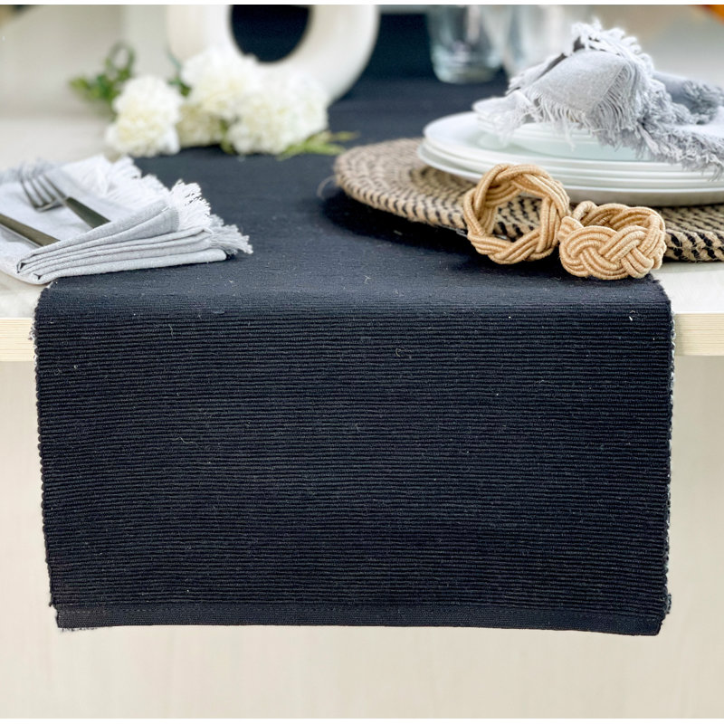 CLASSIC RIBBED TABLE RUNNER, Black