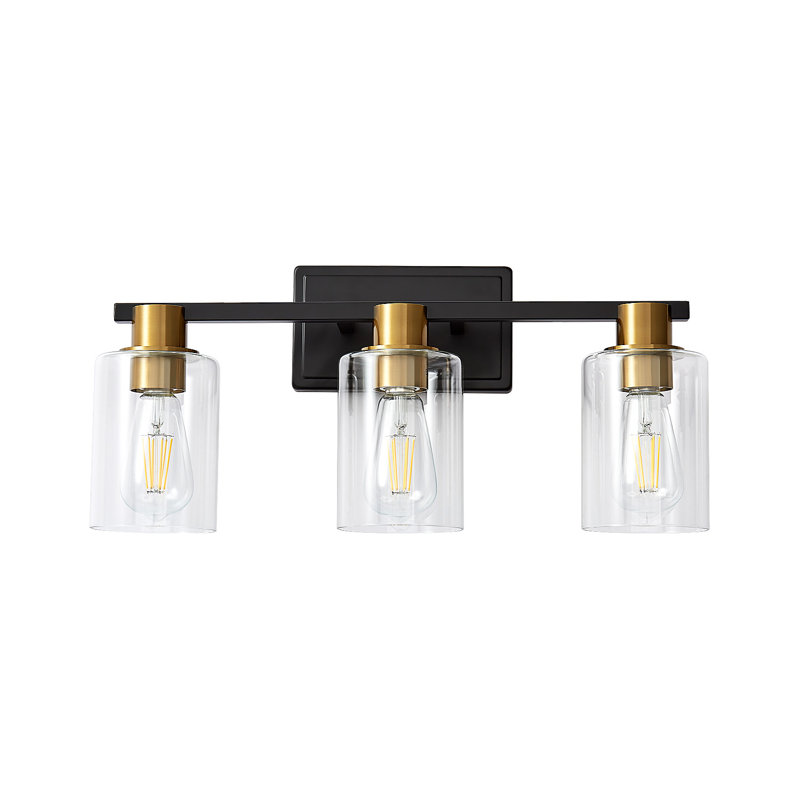 Aarif 3-Light Dimmable Vanity Light, Matte Black/Gold