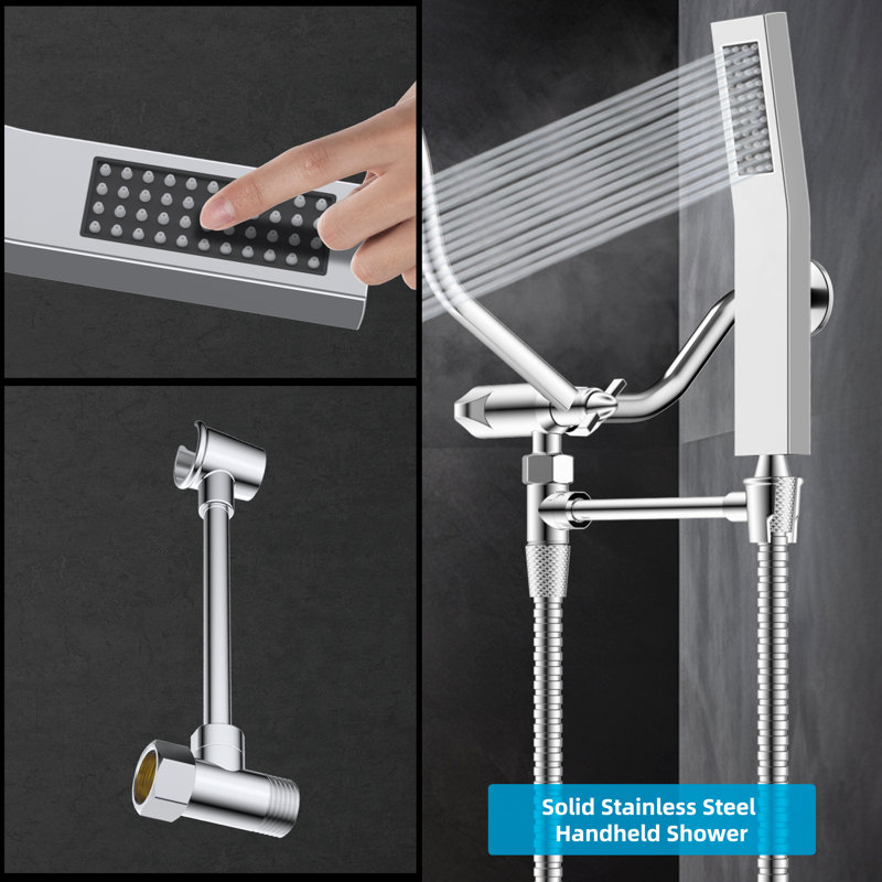 Chrome 10-Inch Dual Rainfall Shower Head with Handheld Wand