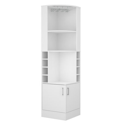 White Bar Cabinet With Organized Storage For 8 Bottles And Additional Space 8 Central Display Feature Extra Room