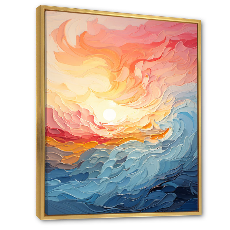 «Jaico Bold Pastel Sunset I», reproduction sur toile, Cadre flottant doré, H 40 po x l 30 po x P 1,5 po