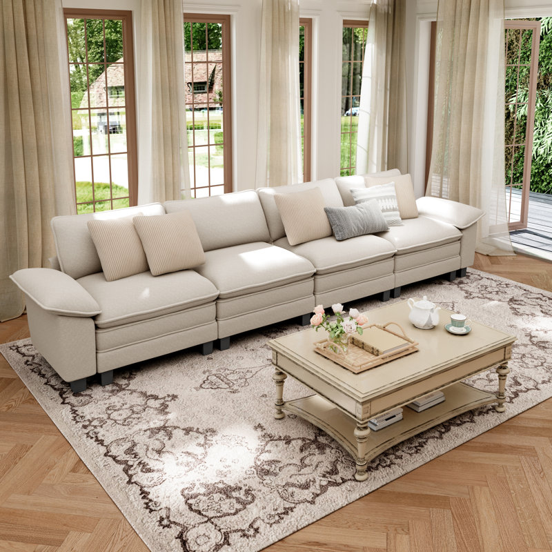 Canapé modulaire de 124 po, canapé Cloud Comfy pour salon, canapé 3 places à assise profonde avec coussin décoratif, 3