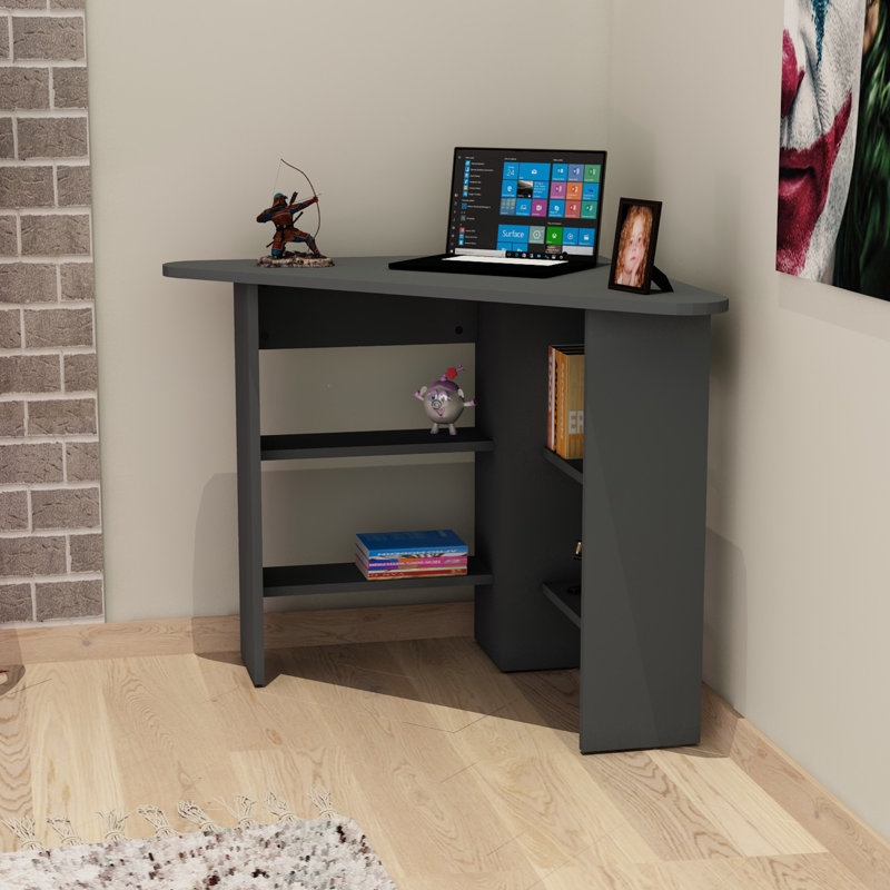 Modern Study Desk with Wall-Mount Option, Anthracite Color, 31.5 x 28.9 x 31.5 inches | 100% Melamine Coated Particle Board, Thickness: 0.7 inches | Features Numerous Shelves, Perfect for Home Office & Study Spaces