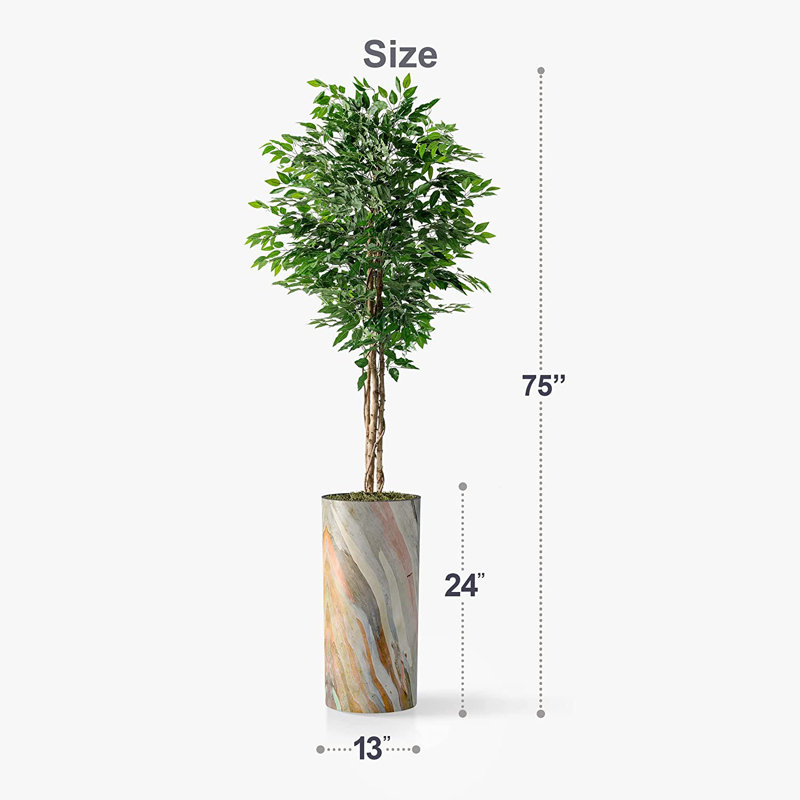 75 " H Faux Ficus Tree in Plastic Pot