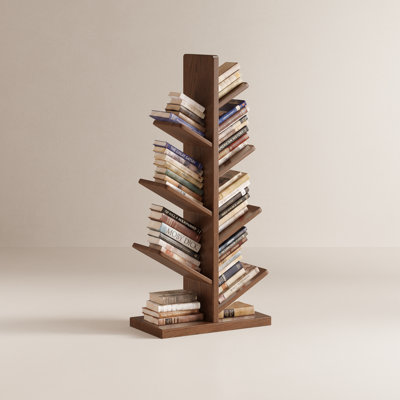 47.6" H 7-Shelf  Solid Wood Tree Bookcase