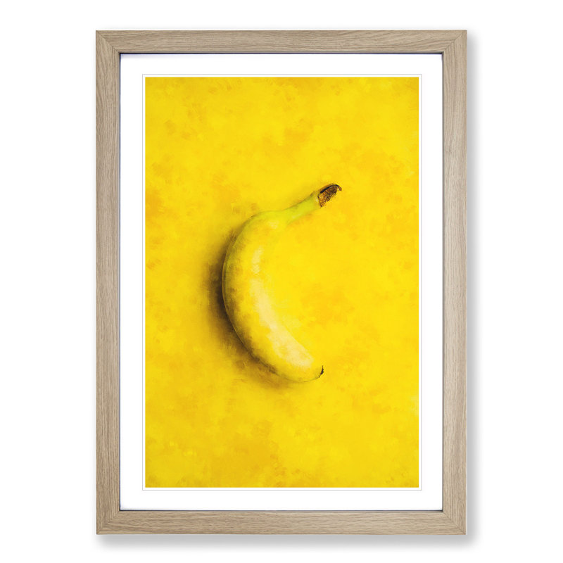 Yellow Banana - Picture Frame Graphic Art, 48cm H x 36cm W x 2cm D, Oak Framed