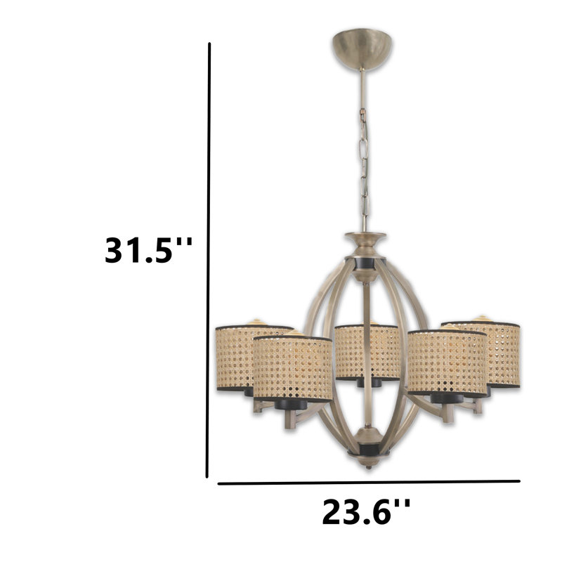 Lustre classique / traditionnel 5 lumières, Naturel, Gris