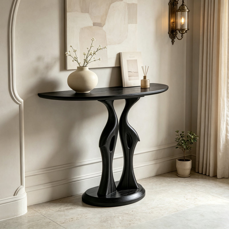 Console artistique en bois de frêne massif, Brown