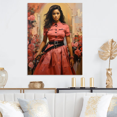 «Rose and Black Fasion Brand Beauty», art mural en métal Dior