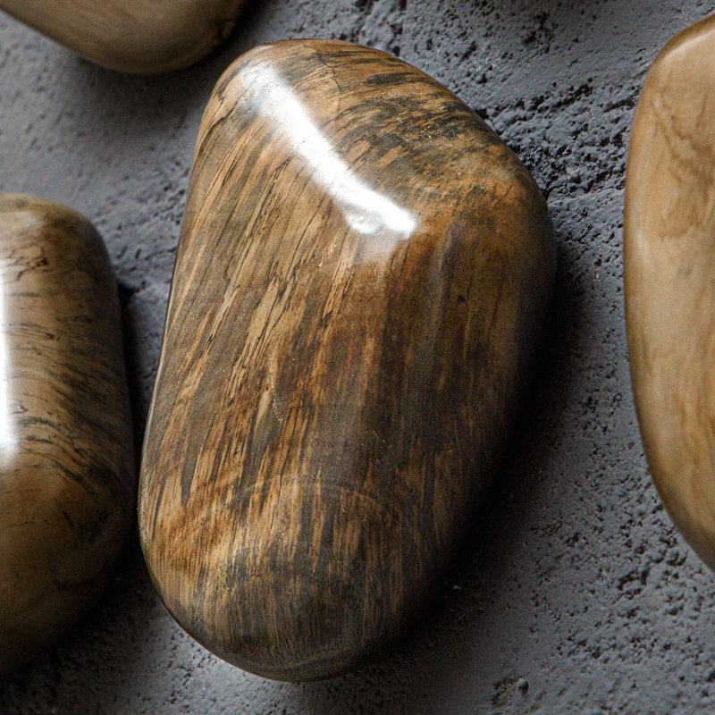 Walnut Brown Pebble Shaped Wood Wall Decor Set