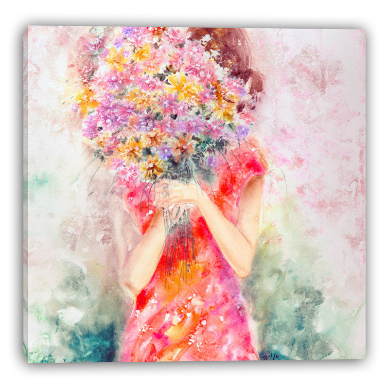 «Bouquet Hideaway», art mural sur toile tendue, 30 po L x 30 po H x 1,5 po P