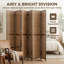 Peintures brunes et art mural avec rangement, conception pliante pour le salon, 6 pi, bambou et bois de pin