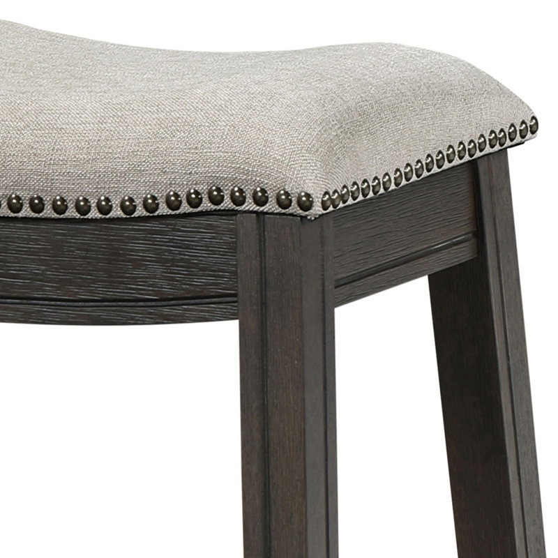 Fordham Dark Grey and Beige Counter Height Saddle Stool (Set of 2)