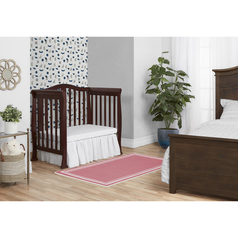 Espresso 4-in-1 Convertible Mini Crib with Mattress Pad