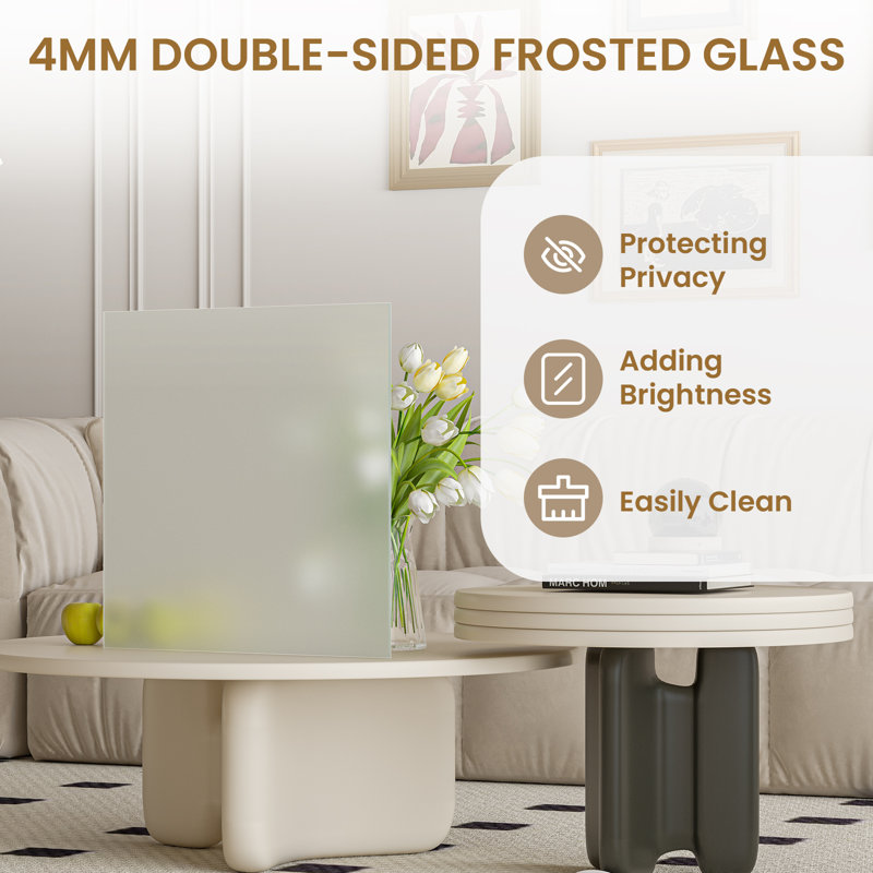Frosted Glass 1-Lite Solid Wood Slab Door Without Frame and Hardware Kit, 30" x 80"