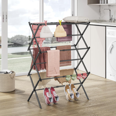 Hutto Clothes Drying Rack, 3-Tier Laundry Drying Rack For Clothes, Expandable Metal Clothing Dryer, Collapsible Towel Rack, Air Drying Rack