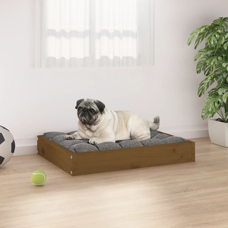 Lit pour chien Tucker Murphy Pet ™ 28,1 po x 21,3 po x 3,5 po en bois de pin massif, Brun miel