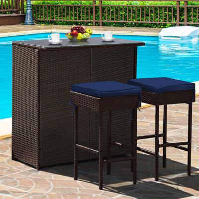 Topbuy Bar Set with Iron Frame and Wicker